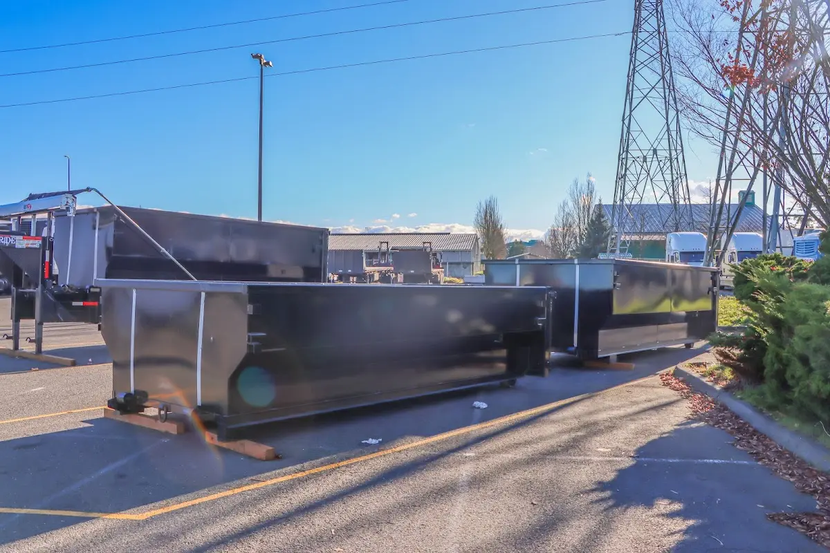 Roll-off dumpster ready for waste disposal at job site for Yard Waste Dumpster Rental in Hyde Park
